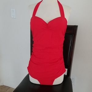 Red vintage style swimsuit #12